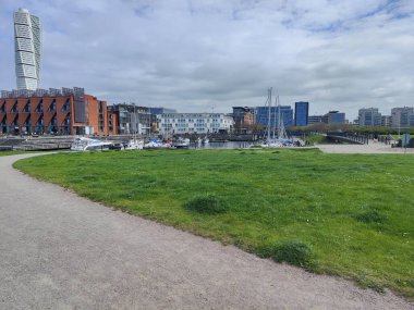 Malmö 'nün batı limanının manzarası