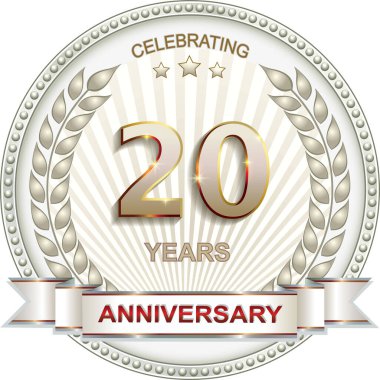 20. yıl dönümü. Kutlama, tebrik ve doğum günü kartı ve logo için vektör gümüşü tasarımı