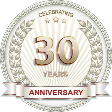 30. yıl dönümü. Kutlama, tebrik ve doğum günü kartı ve logo için vektör gümüşü tasarımı