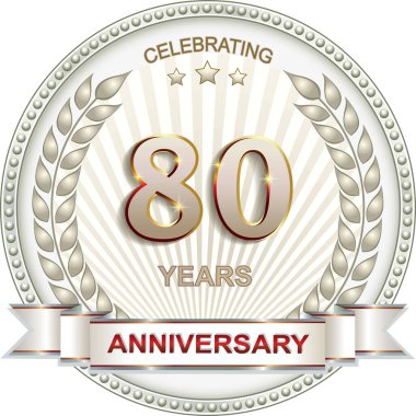 Seksen yıl dönümü. Kutlama, tebrik ve doğum günü kartı ve logo için vektör gümüşü tasarımı