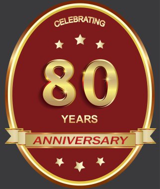 Sekseninci yıl dönümü kutlaması, tebrik kartı, oval çerçevede yıldızlı, kurdeleli, logolu, ikonlu altın jübile numaraları olan şenlik arkaplanı. Vektör illüstrasyonu