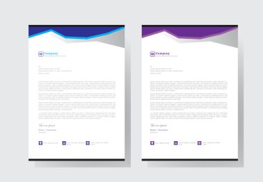 Mavi ve mor renkli modern antetli tasarım şablonu. Projeniz için yaratıcı modern baş tasarım şablonu. antetli antetli, harf başlıklı, iş antetli tasarım