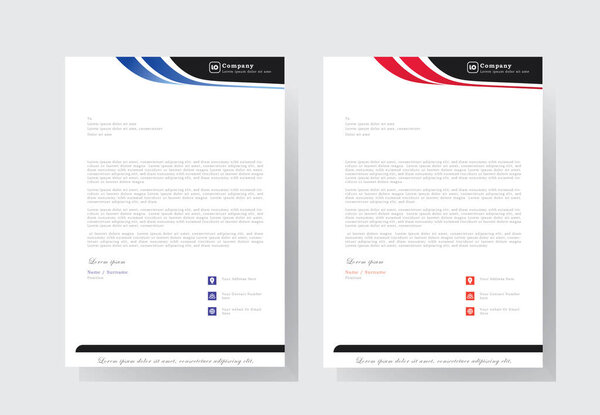 modern letterhead design template with blue and red color. creative modern letter head design template for your project. letterhead, letter head, Business letterhead design.