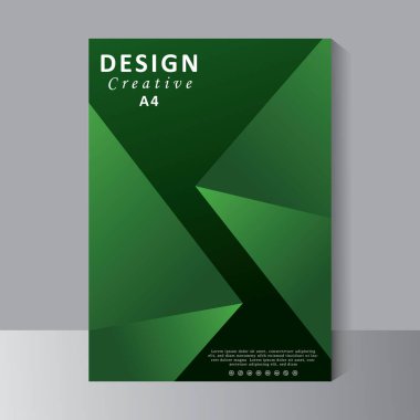 A4 boyutlu modern kapak tasarımı şablonu. Yeşil soyut kitap kapakları, broşür ve posterler modern markalaşma, sosyal medya reklamcılığı, tanıtım, yıllık rapor konsepti,