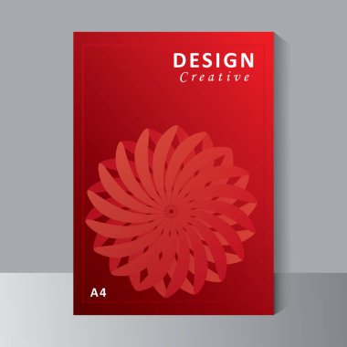Poster, iş sunumu, yıllık rapor, broşür şürü, katalog, broşür, broşür, soyut kurumsal rapor veya kırmızı çiçek şekilli afiş kapağı için A4 Boyut tasarım şablonu