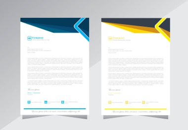 proje için başlık tasarımı, iş harfi baş tasarım şablonları. modern ve basit antetli tasarım, mavi ve sarı renkli A4 antetli şablon - antet başlığı için vektör şablonu
