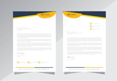 Proje için siyah ve sarı renkli antetli başlık tasarımı, iş harfi baş tasarım şablonları. Modern ve basit antetli tasarım, sarı renkli bir antetli şablon - vektör 