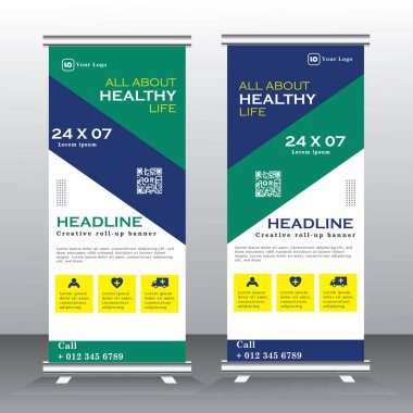 Sağlık ve sağlık hizmetleri ve tıbbi ve düz simgeler tasarım, standa ve afiş şablon dekorasyonunu sergi, baskı, sunum ve broşür konsepti illüstrasyonu için katlar