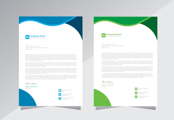 Креативный головной убор для бизнеса, фирменный головной убор, буквенный головной убор, синий и зеленый головной убор. вектор eps 10