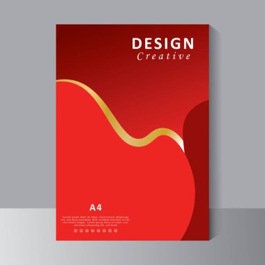 Brochure template vector design, Annual Report, Magazine, Poster, Corporate Presentation, Portfolio, Flyer, infographic, print ready red colour with gold lines, vector template