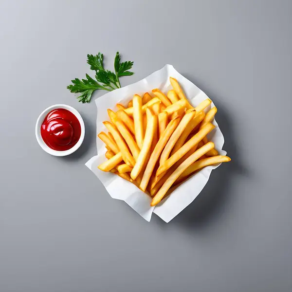 Ketçaplı patates kızartması.