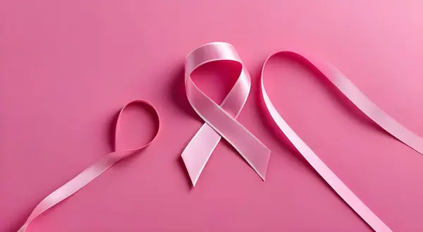 pembe göğüs kanseri farkındalık kurdelesi renk arkaplanı, üst görünüm