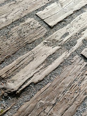 Burada çok güzel ahşap bir zeminin detaylı bir görüntüsü var. Yüzeyine saçılmış sayısız ahşap parçası var.