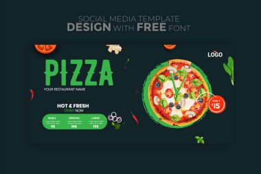 Sosyal medya afişi. Sosyal medya pazarlama ve reklamcılık için gıda tanıtım şablonu.