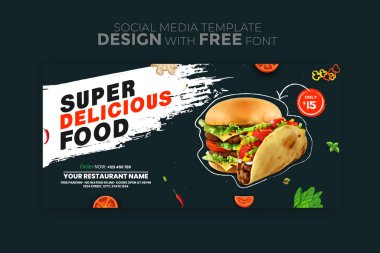yemek sosyal medya sosyal medya promosyon şablonu. vektör çizimi tasarımı
