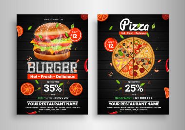 Fast food burger ve pizza menüsü tasarımı