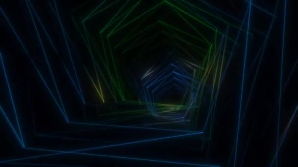 Abstrakta Neon Glödande Linjer Ett Mörkt Utrymme — Stockvideo
