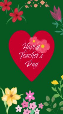 Mutlu öğretmenler günü tebrik kartının çiçek içeren vektör çizimi