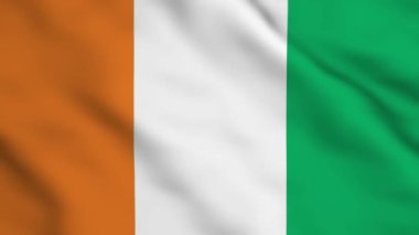 Fildişi Sahili bayrağı rüzgarda sallanıyor. 3d illüstrasyon