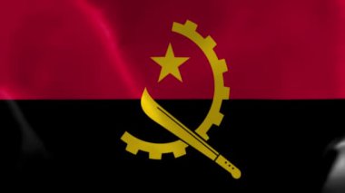 Dalgalı kumaş dokusunda Angola bayrağı. 3d illüstrasyon
