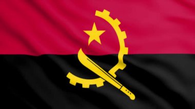 Ulusal kumaş dokusuna sahip angola bayrağı. Vektör çizimi. 3d oluşturma.