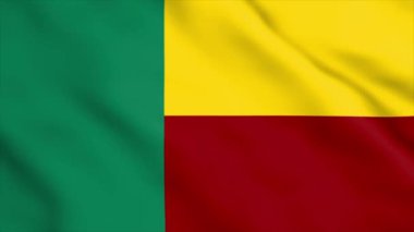 Rüzgarda dalgalanan Benin bayrağı. Yüksek kalite çizim. Oldukça detaylı gerçekçi kumaş dokusu. Sembol, bağımsızlık günü ve ulusal ülke.