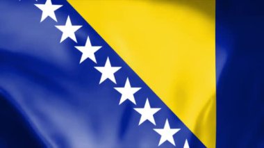 Beyaz arka planda Bosna ve Herzegovina bayrağı sallıyor