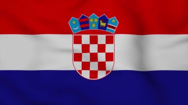 Dalgalanan bir Hırvat bayrağının 3 d illüstrasyonu (ülke bayrağı )