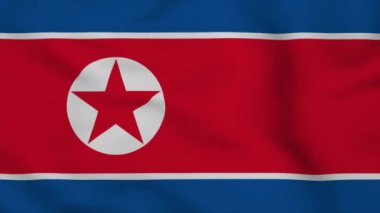 Kuzey Kore bayrağı rüzgarda dalgalanıyor. 3d illüstrasyon.