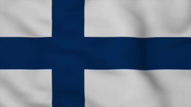 Finlandiya bayrağı rüzgarda dalgalanıyor. Finlandiya bayrak illüstrasyonu.