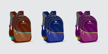 Sırt çantalı sırt çantalarının vektör çizimi.