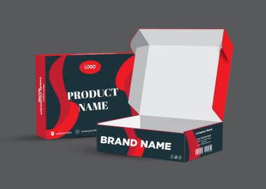 Ürün ambalaj tasarımı için vektör tasarım şablonu, lüks kutu şablonu ve maket kutusu ile kozmetik konteynır etiketi. illüstrasyon vektörü.