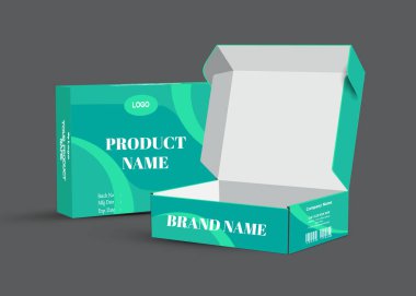 Ürün ambalaj tasarımı için vektör tasarım şablonu, lüks kutu şablonu ve maket kutusu ile kozmetik konteynır etiketi. illüstrasyon vektörü.