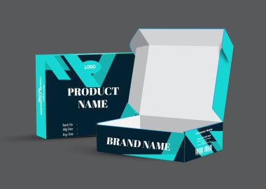 Ürün ambalaj tasarımı için vektör tasarım şablonu, lüks kutu şablonu ve maket kutusu ile kozmetik konteynır etiketi. illüstrasyon vektörü.