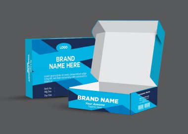 Ürün ambalaj tasarımı için vektör tasarım şablonu, lüks kutu şablonu ve maket kutusu ile kozmetik konteynır etiketi. illüstrasyon vektörü.