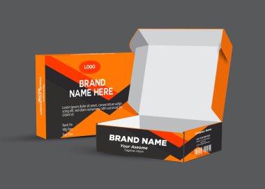 Ürün ambalaj tasarımı için vektör tasarım şablonu, lüks kutu şablonu ve maket kutusu ile kozmetik konteynır etiketi. illüstrasyon vektörü.