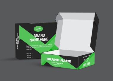 Ürün ambalaj tasarımı için vektör tasarım şablonu, lüks kutu şablonu ve maket kutusu ile kozmetik konteynır etiketi. illüstrasyon vektörü.