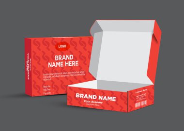 Ürün ambalaj tasarımı için vektör tasarım şablonu, lüks kutu şablonu ve maket kutusu ile kozmetik konteynır etiketi. illüstrasyon vektörü.