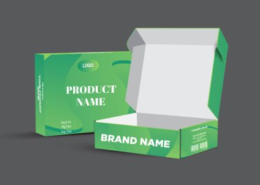 Yaratıcı marka modelleme şablonu ambalaj tasarımı, lüks kutu şablonu ve maket kutusu olan kozmetik konteynır etiketi. illüstrasyon vektörü.