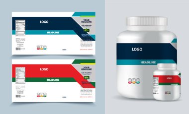 Destek şişesi ambalajı, kozmetik ambalaj. ürün tasarımı. Güzellik etiketi, 3 boyutlu takviye şişe vektörü, 3 boyutlu beyaz plastik hap kutusu, beyaz ilaç kutusu.