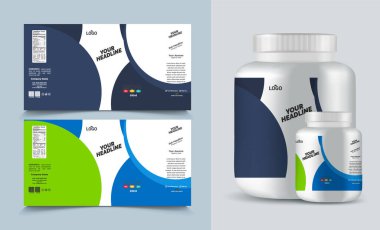 Destek şişesi ambalajı, kozmetik ambalaj. ürün tasarımı. Güzellik etiketi, 3 boyutlu takviye şişe vektörü, 3 boyutlu beyaz plastik hap kutusu, beyaz ilaç kutusu.