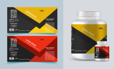 Destek şişesi ambalajı, kozmetik ambalaj. ürün tasarımı. Güzellik etiketi, 3 boyutlu takviye şişe vektörü, 3 boyutlu beyaz plastik hap kutusu, beyaz ilaç kutusu.