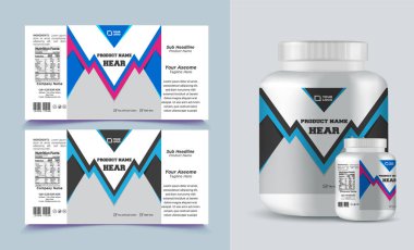 Destek şişesi ambalajı, kozmetik ambalaj. ürün tasarımı. Güzellik etiketi, 3 boyutlu takviye şişe vektörü, 3 boyutlu beyaz plastik hap kutusu, beyaz ilaç kutusu.