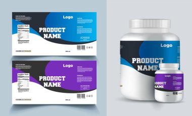 Destek şişesi ambalajı, kozmetik ambalaj. ürün tasarımı. Güzellik etiketi, 3 boyutlu takviye şişe vektörü, 3 boyutlu beyaz plastik hap kutusu, beyaz ilaç kutusu.