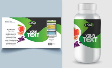 Destek şişesi ambalajı, kozmetik ambalaj. ürün tasarımı. Güzellik etiketi, 3 boyutlu takviye şişe vektörü, 3 boyutlu beyaz plastik hap kutusu, beyaz ilaç kutusu.