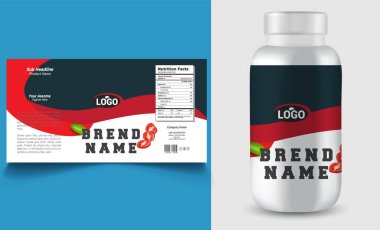 Destek şişesi ambalajı, kozmetik ambalaj. ürün tasarımı. Güzellik etiketi, 3 boyutlu takviye şişe vektörü, 3 boyutlu beyaz plastik hap kutusu, beyaz ilaç kutusu.