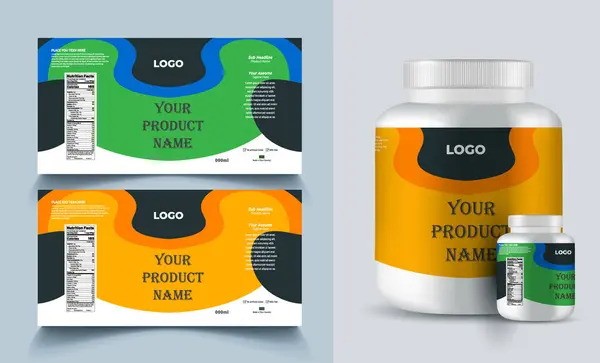 Destek şişesi ambalajı, kozmetik ambalaj. ürün tasarımı. Güzellik etiketi, 3 boyutlu takviye şişe vektörü, 3 boyutlu beyaz plastik hap kutusu, beyaz ilaç kutusu.