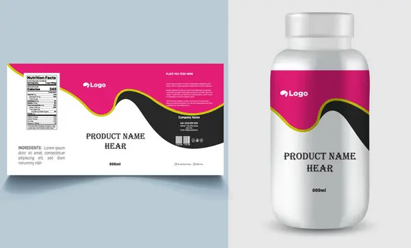 Destek şişesi ambalajı, kozmetik ambalaj. ürün tasarımı. Güzellik etiketi, 3 boyutlu takviye şişe vektörü, 3 boyutlu beyaz plastik hap kutusu, beyaz ilaç kutusu.