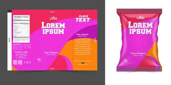 Fermuarlı poşet maketli çay paketi tasarımı. Vektör süslemesi.chip paket tasarımı, folyo poşetleri 3d illüstrasyon vektörü içinde beyaz arkaplan üzerinde izole