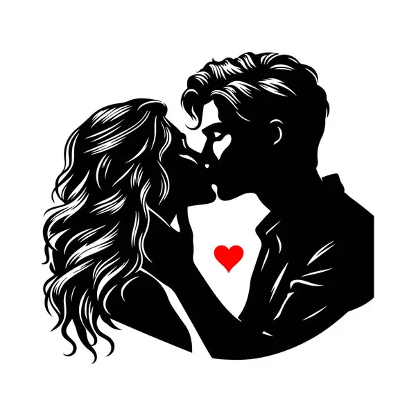 Silhouette of a couple kissing each other.